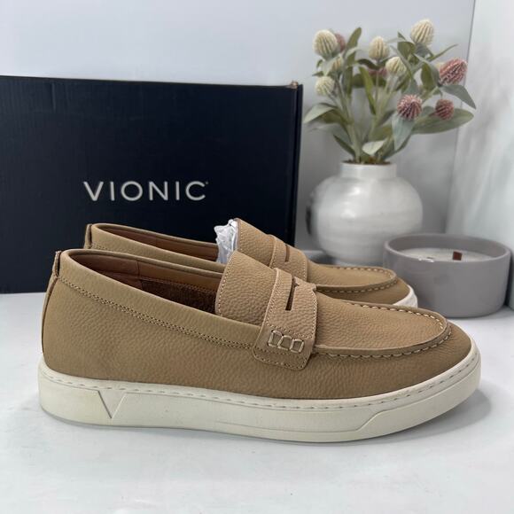 Vionic Thompson Slip-on Penny Loafers Casual Comfort Shoe Tan Men 8.5W Tried On - Picture 3 of 10